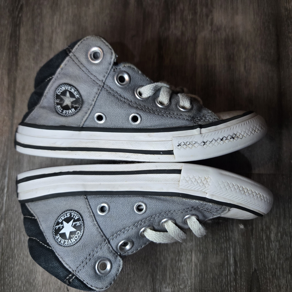 CONVERSE All Star Canvas Lace Up Mid Top Sneakers Gray, Kid's Youth Size 11 - Picture 4 of 7